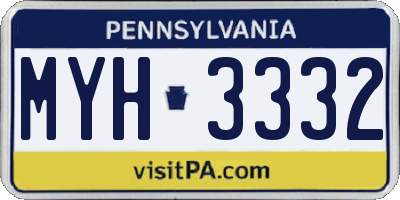 PA license plate MYH3332