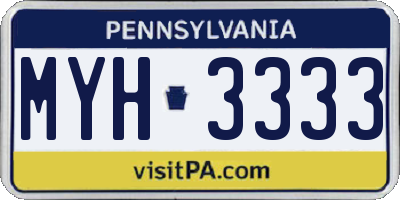 PA license plate MYH3333