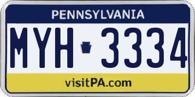 PA license plate MYH3334