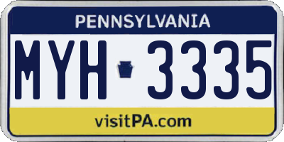 PA license plate MYH3335