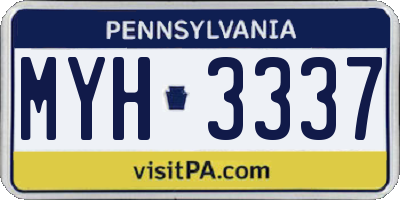 PA license plate MYH3337