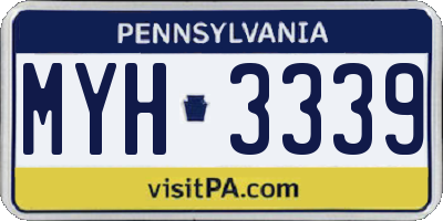 PA license plate MYH3339