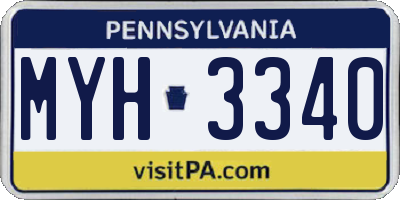 PA license plate MYH3340