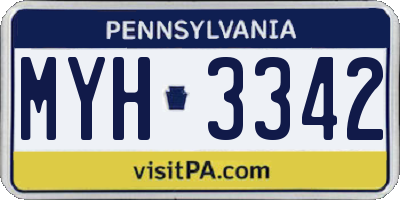 PA license plate MYH3342