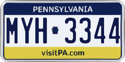 PA license plate MYH3344