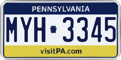PA license plate MYH3345