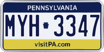 PA license plate MYH3347