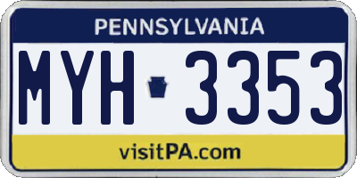 PA license plate MYH3353