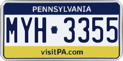 PA license plate MYH3355