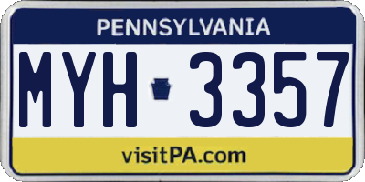 PA license plate MYH3357