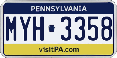 PA license plate MYH3358