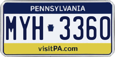 PA license plate MYH3360