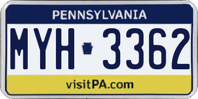 PA license plate MYH3362