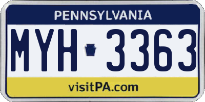 PA license plate MYH3363