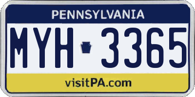 PA license plate MYH3365