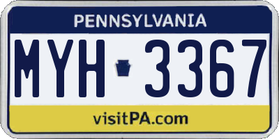 PA license plate MYH3367