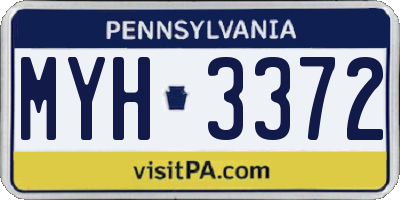 PA license plate MYH3372