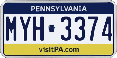 PA license plate MYH3374