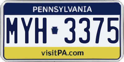 PA license plate MYH3375