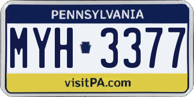PA license plate MYH3377