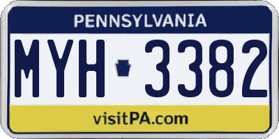PA license plate MYH3382