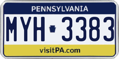 PA license plate MYH3383
