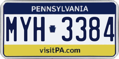 PA license plate MYH3384
