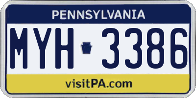 PA license plate MYH3386