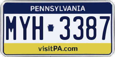 PA license plate MYH3387