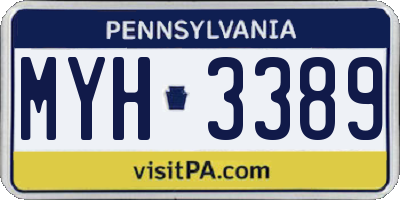 PA license plate MYH3389