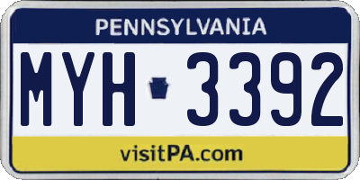 PA license plate MYH3392