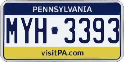 PA license plate MYH3393