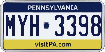 PA license plate MYH3398