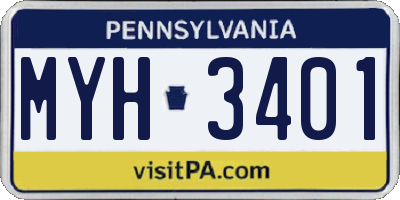 PA license plate MYH3401
