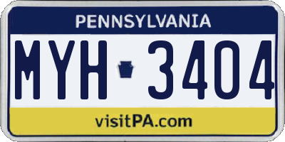 PA license plate MYH3404