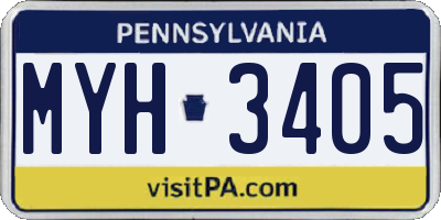 PA license plate MYH3405