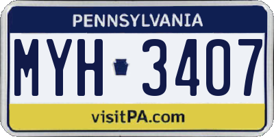 PA license plate MYH3407