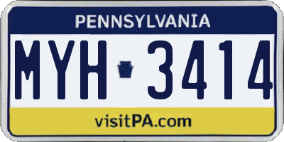 PA license plate MYH3414