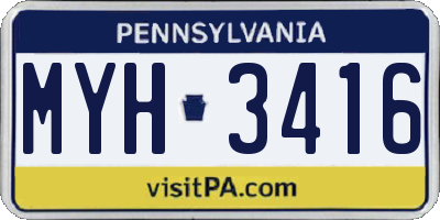 PA license plate MYH3416