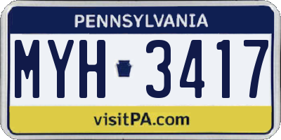 PA license plate MYH3417