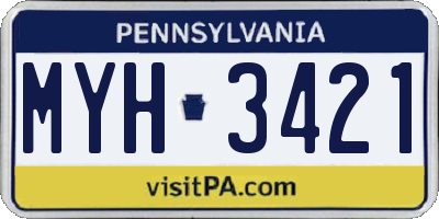 PA license plate MYH3421