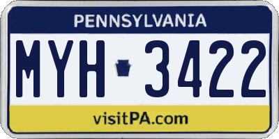 PA license plate MYH3422
