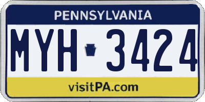 PA license plate MYH3424