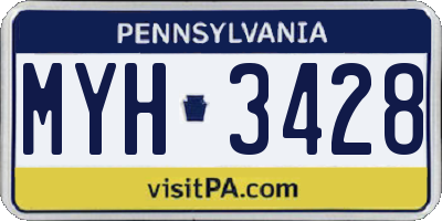 PA license plate MYH3428