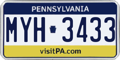 PA license plate MYH3433