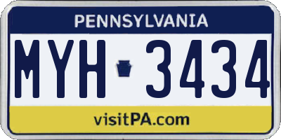 PA license plate MYH3434