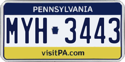 PA license plate MYH3443