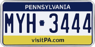 PA license plate MYH3444