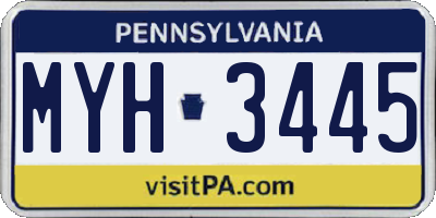 PA license plate MYH3445