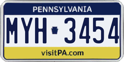 PA license plate MYH3454